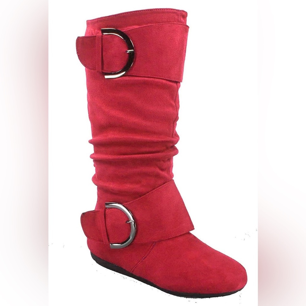 TOP Moda Bank-81 Women's Fashion Round Toe Flat Heel Zipper Buckle Slouchy Mi.